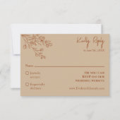 Cartons Réponse Floral Boho Beige Terracotta Earthy Herbal Mariage (Devant)