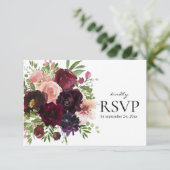 Cartons Réponse Floral Bourgogne & Blush avec Mariage d'option de  (Debout devant)