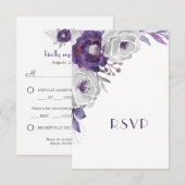 Cartons Réponse Floral d'argent violet avec choix d'entrée (Devant / Derrière)