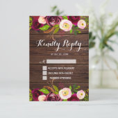 Cartons Réponse Floral de Bourgogne rustique | Mariage en bois de  (Debout devant)
