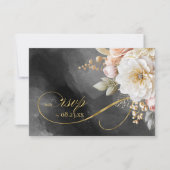 Cartons Réponse Floral Drama Mariage QR Code Charcoal ID1022 (Devant)