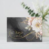 Cartons Réponse Floral Drama Mariage QR Code Charcoal ID1022 (Debout devant)
