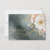 Cartons Réponse Floral Drama Mariage QR Code vert ID1022 (Devant)