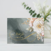 Cartons Réponse Floral Drama Mariage QR Code vert ID1022 (Debout devant)