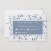 Cartons Réponse Floral Dusty Blue Mariage élégant (Devant)