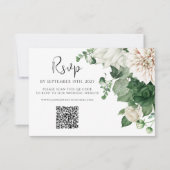 Cartons Réponse Floral Emerald vert QR Code Mariage (Devant)
