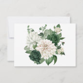 Cartons Réponse Floral Emerald vert QR Code Mariage (Dos)