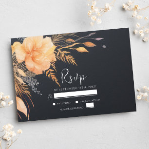 Cartons Réponse Floral Fall Elegant Mariage noir