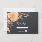 Cartons Réponse Floral Fall Elegant Mariage noir (Devant)