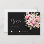 Cartons Réponse Floral Fleurs roses noires foncé Mariage esthétiqu (Devant)