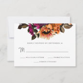 Cartons Réponse Floral gras | Mariage dramatique et élégant (Devant)