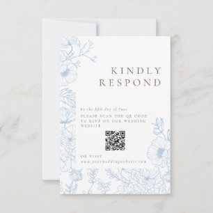 Cartons Réponse Floral Line Art Mariage bleu français