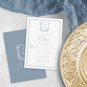 Cartons Réponse Floral Mariage Crest Dusty Blue Repas Options