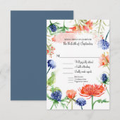 Cartons Réponse Floral moderne Bleu Orange Aquarelle Chute de feui (Devant / Derrière)