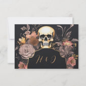 Cartons Réponse Floral Moody Dark Skull Black Gothique Mariage (Dos)