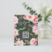 Cartons Réponse Floral Peony Magnolia Mariage vert QR (Debout devant)