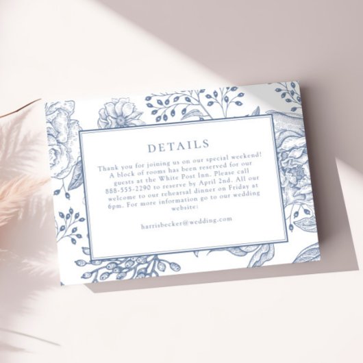 Cartons Réponse Floral Periwinkle Elegant Wedding Details Card