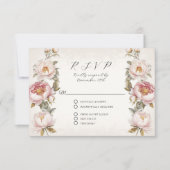 Cartons Réponse Floral Pink Peony Elegant Spring QR code Mariage (Devant)