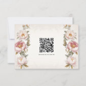 Cartons Réponse Floral Pink Peony Elegant Spring QR code Mariage (Dos)