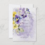 Cartons Réponse Floral pourpre et jaune Mariage moderne Pas de dîn (Devant)