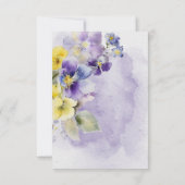 Cartons Réponse Floral pourpre et jaune Mariage moderne Pas de dîn (Dos)