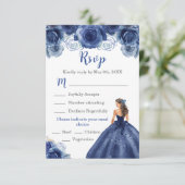 Cartons Réponse Floral Princess dans un bleu marine (Debout devant)