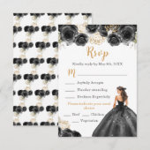 Cartons Réponse Floral Princess dans une robe noire choix de repas (Devant / Derrière)