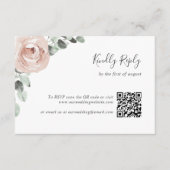 Cartons Réponse Floral Sage Greenery Dusty Rose QR Code Mariage (Devant)
