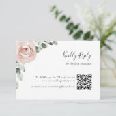Cartons Réponse Floral Sage Greenery Dusty Rose QR Code Mariage (Debout devant)