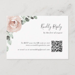 Cartons Réponse Floral Sage Greenery Dusty Rose QR Code Mariage