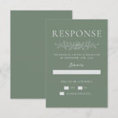Cartons Réponse Floral Simplicity 1 Modern Green Minimal Wedding (Devant / Derrière)