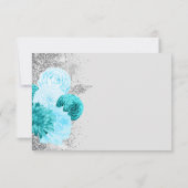 Cartons Réponse Floral Turquoise Gris Argent Mariage de choix de r (Dos)