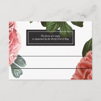 Cartons Réponse Floral vintage | Rose noir et blanc