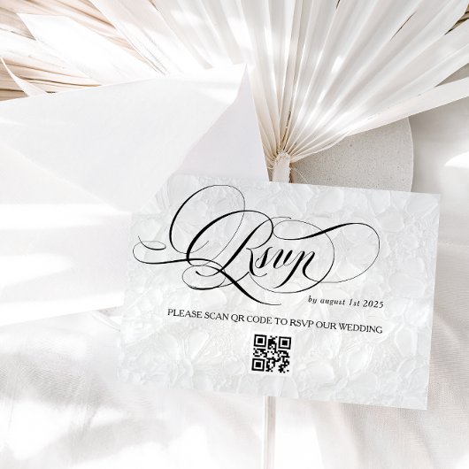 Cartons Réponse Floral White Calligraphie Mariage