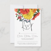 Cartons Réponse Florales d'automne colorées QR Code Mariage (Devant)