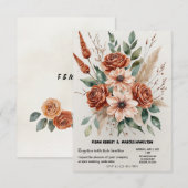 Cartons Réponse Florales en terre cuite Mariage Boho rustique (Devant / Derrière)