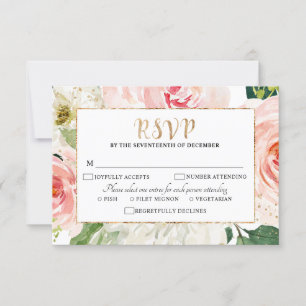 Cartons Réponse Florales rose pâle Mariage botanique moderne