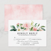 Cartons Réponse Florales rose pâle Mariage botanique moderne (Devant / Derrière)