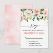 Cartons Réponse Florales rose pâle Mariage botanique moderne (Devant / Derrière)