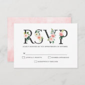 Cartons Réponse Florales rose pâle Mariage botanique moderne (Devant / Derrière)
