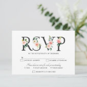 Cartons Réponse Florales rose pâle Mariage botanique moderne (Debout devant)