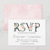 Cartons Réponse Florales rose pâle Mariage botanique moderne (Devant / Derrière)