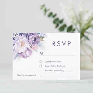 Cartons Réponse Florales violettes magiques Mariage hivernal