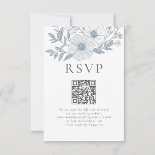 Cartons Réponse Floraux gris modernes Mariage de code QR