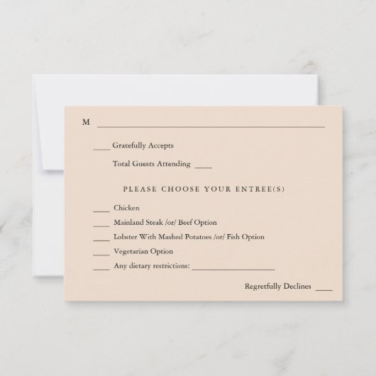 Cartons Réponse Flore rustique Terre & Champagne avec Repas -BEIG2 (Dos)