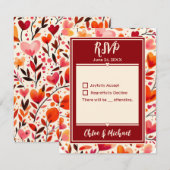 Cartons Réponse Flores de coeur rouge gras modernes (Devant / Derrière)