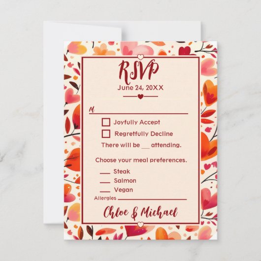 Cartons Réponse Flores de coeur rouge gras modernes (Devant)