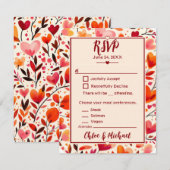 Cartons Réponse Flores de coeur rouge gras modernes (Devant / Derrière)