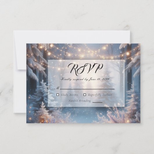 Cartons Réponse Flores d'hiver dans le Mariage de pins givrés (Devant)