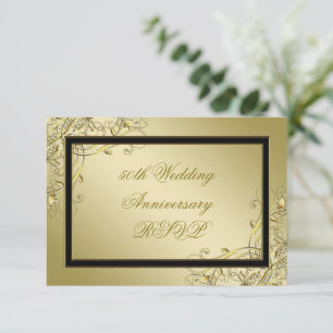 Cartons Réponse Flourish Gold 50e Anniversaire de Mariage